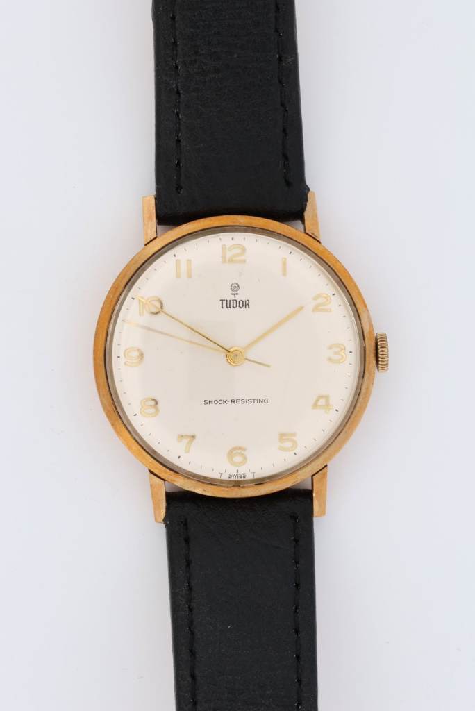 FULLY SIGNED ROLEX TUDOR MENS WATCH 1960S IN 9CT GOLD, 34MM WORKING