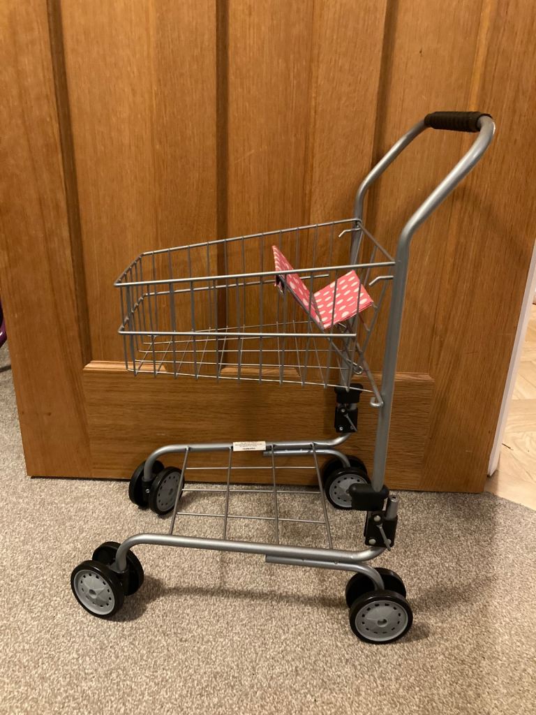 Toy metal shopping trolley