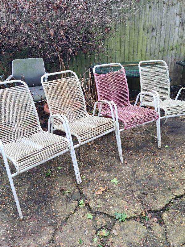 1970s Spaghetti  Stacking  Metal  Chairs