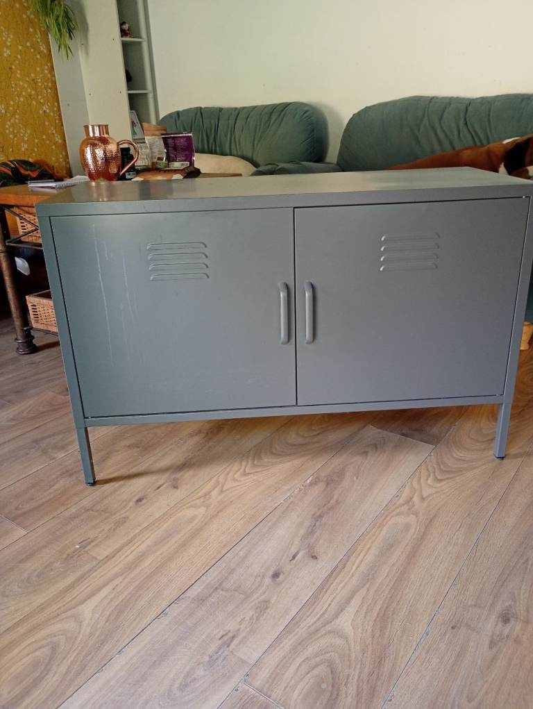 Grey Metal Storage Cabinet with Shelves – Fair Condition