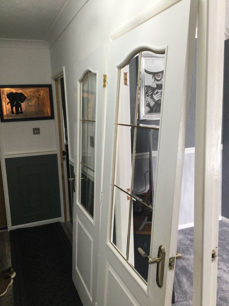 2 white glazed doors