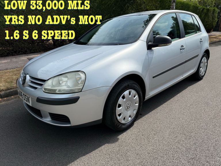 VW GOLF 1.6 3 MTH WARTY YRS NO ADVS MOT 6 SPEED 33,000 MLS 45 MPG r 5 DRS 