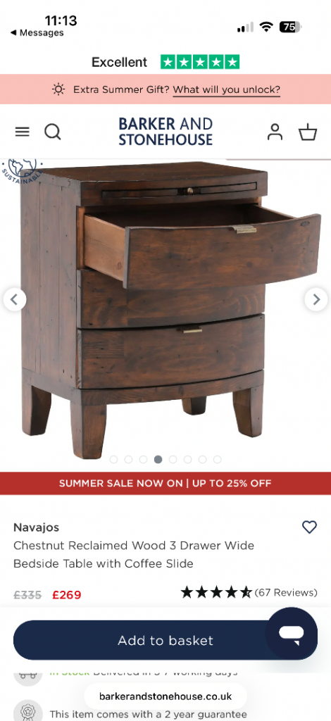 Barker and Stonehouse Navajos pair of reclaimed wood bedside table cabinet 