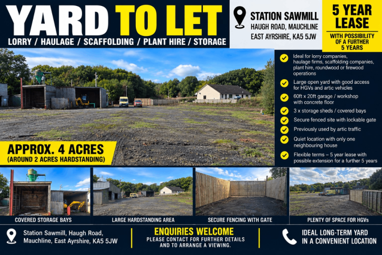 Commercial yard 5 year lease £1500 per month 