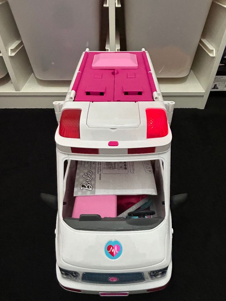 Barbie Ambulance and Hospital Playset, Emergency Vehicle with Lights and Sounds Transforms into Care