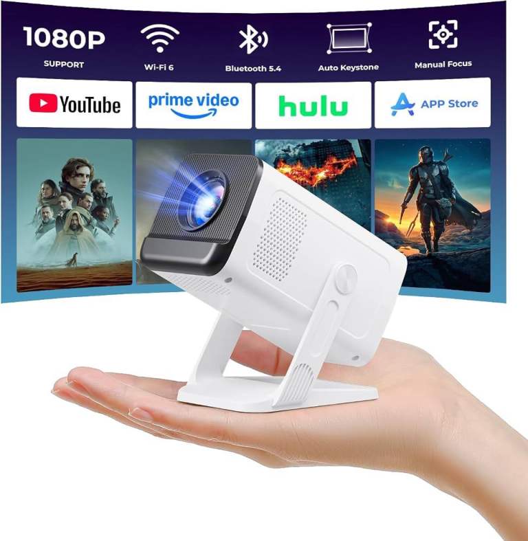 New Mini Projector 1080P Support with Wi-Fi 6 & Bluetooth 5.4