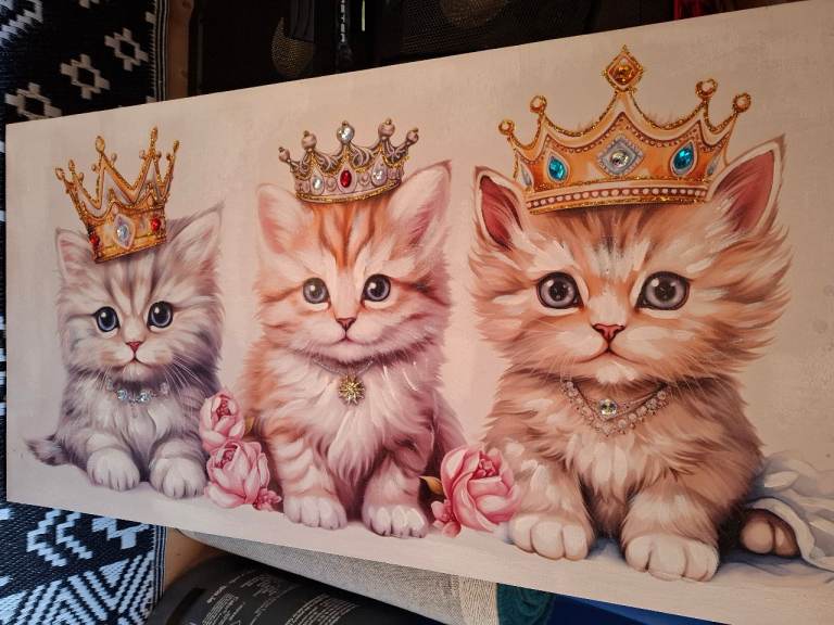 Kitten canvas print wit jewels (mint condition)