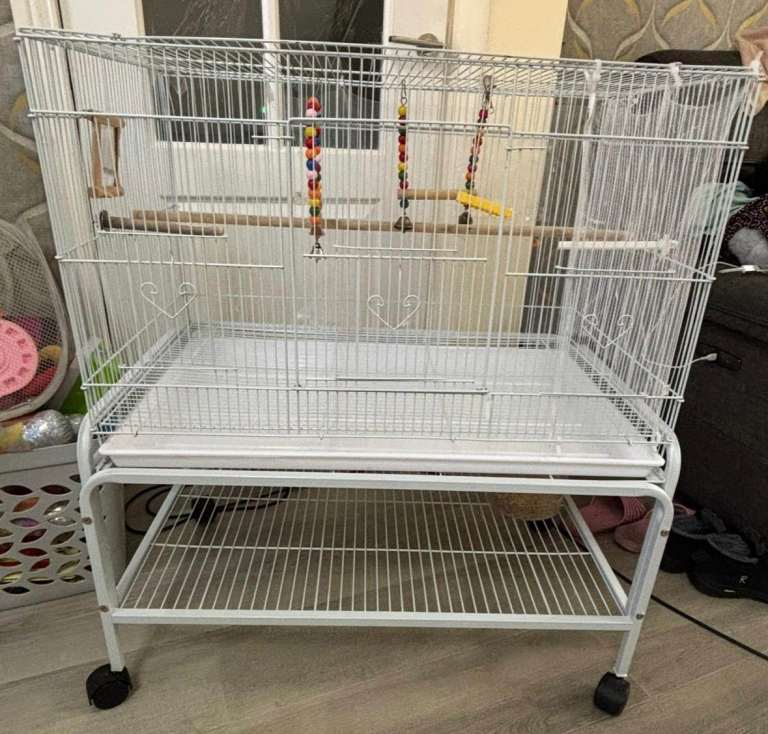 Large Budgie Bird Cage with Stand, Storage Space & Accessories – Excellent Condition
