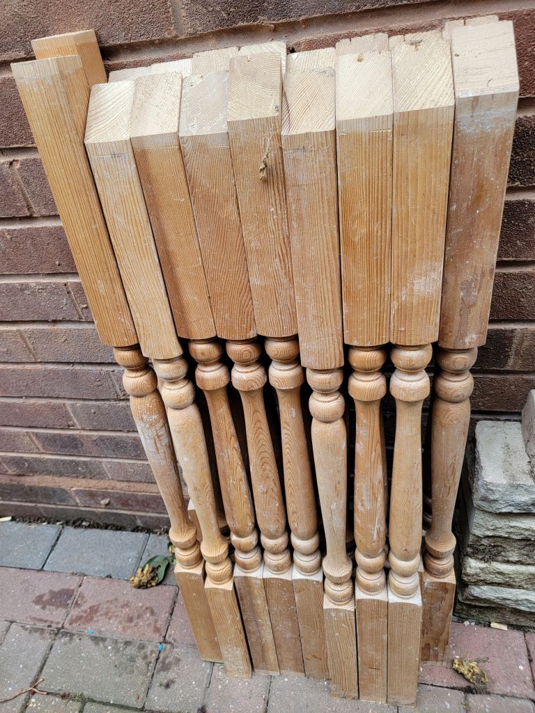 Pine stairway spindles 