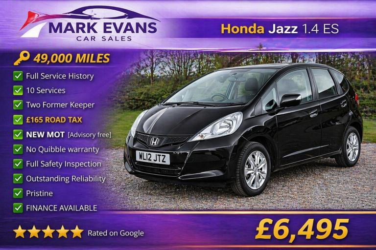 2012 Honda Jazz 1.4 i-VTEC ES 5dr HATCHBACK Petrol Manual