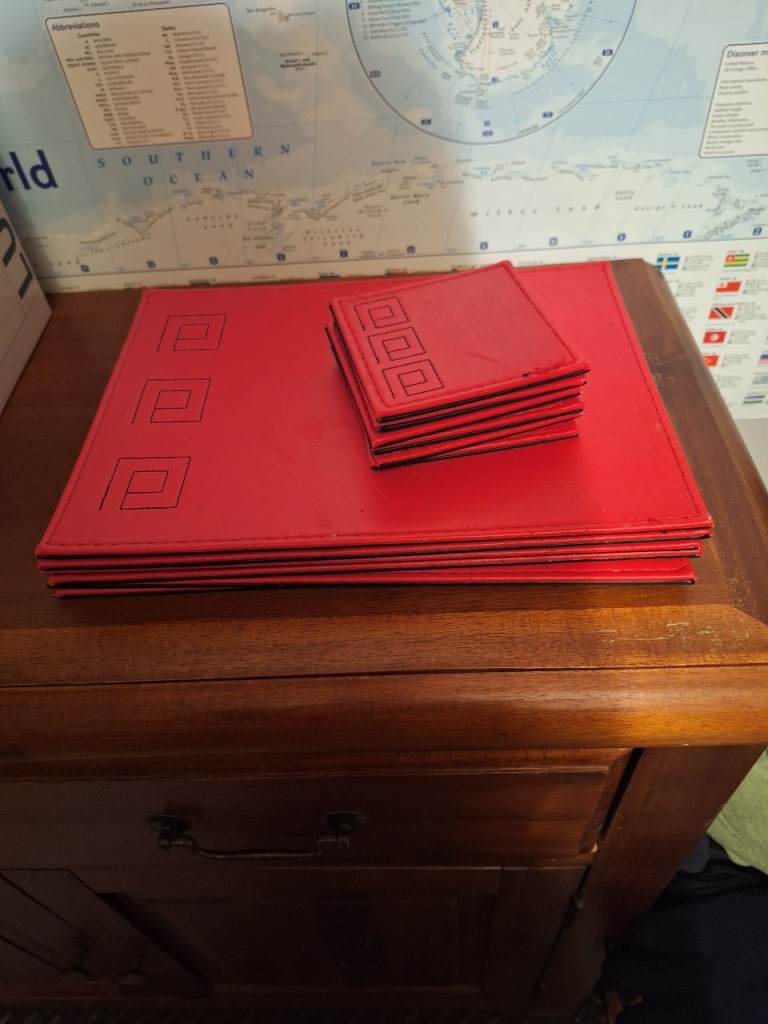 Red Placemats and Coasters Set – Good Condition