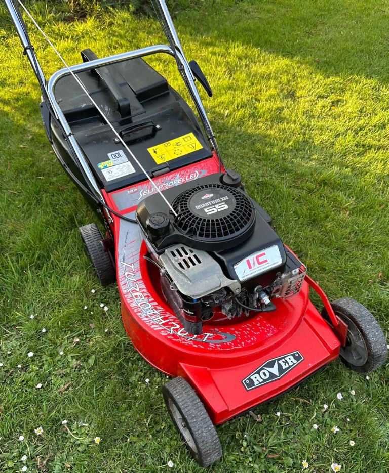 Rover 20”cut commercial Briggs I/C alloy deck chain driven lawnmower 4blade mower lifts wet grass 