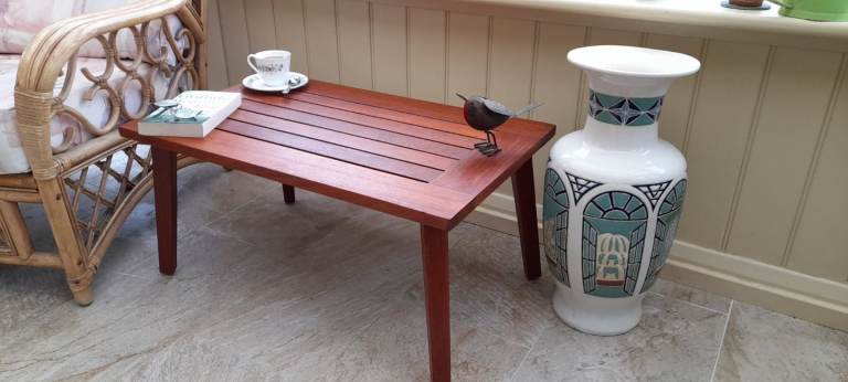 Vintage Burmese teak coffee table uk made 