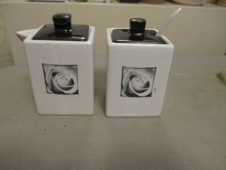 WHITE MILK JUG AND SUGAR BOWL