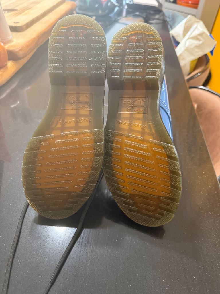 Dr. Martens Blue Patent Leather Boots – Good Condition