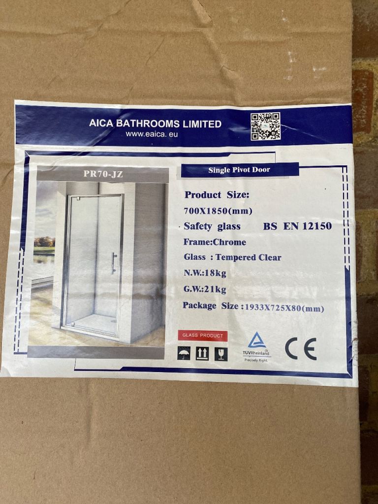Aica single pivot shower door 700 x 1850mm