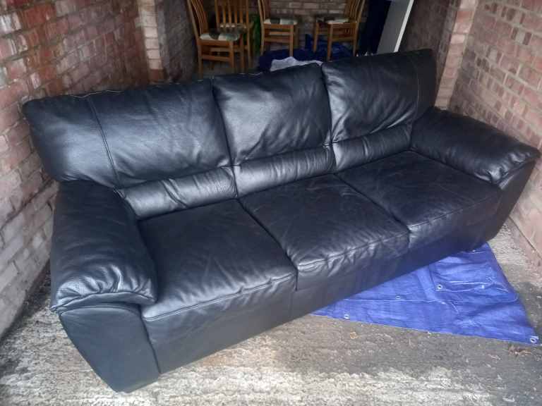Black leather sofa