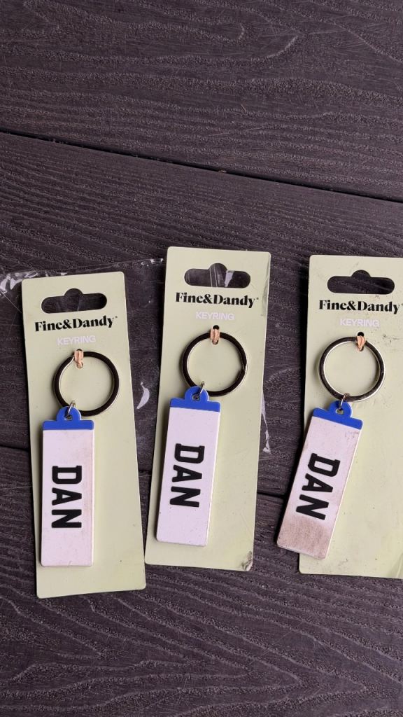 3X Fine & Dandy Personalised DAN Name Keyring