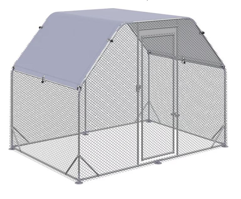 Walk in Chicken Run Chicken Coop Hen House Outdoor with Roof for 4-6 Chickens, 280 x 190 x 195cm