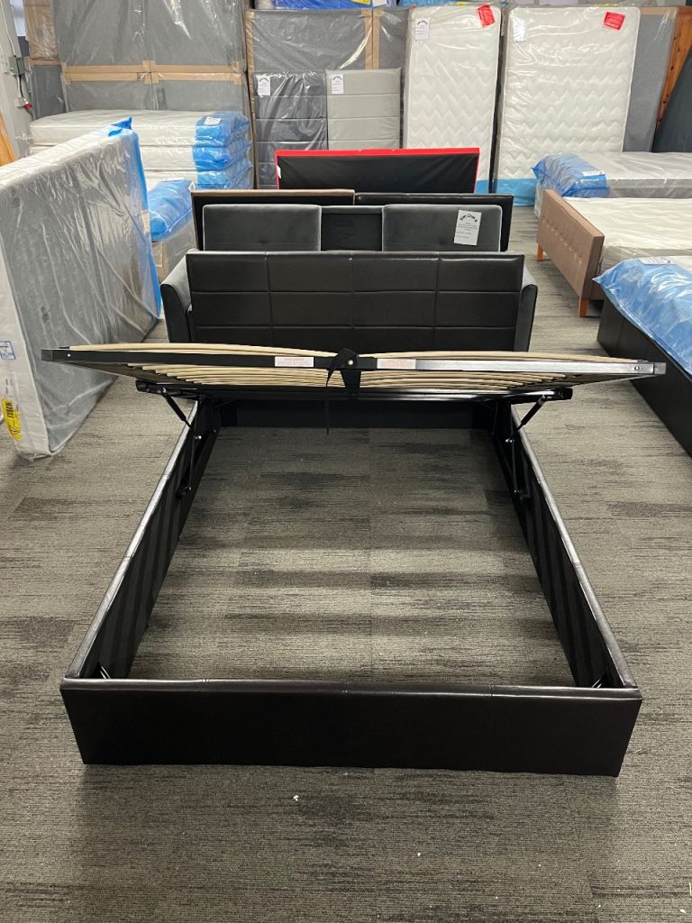 Chocolate Brown Faux Leather Double Ottoman Bed Frame 