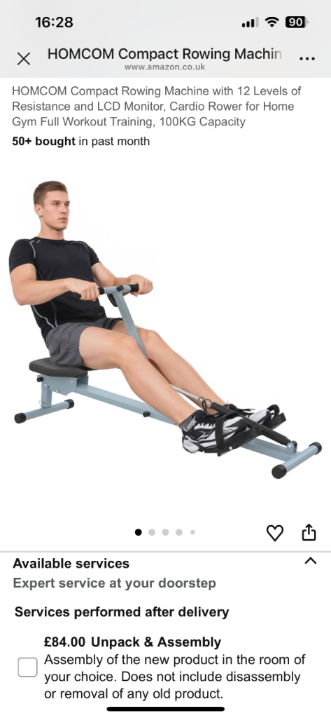 HOMCOM Compact Rowing Machine with LCD Monitor – As Good As New