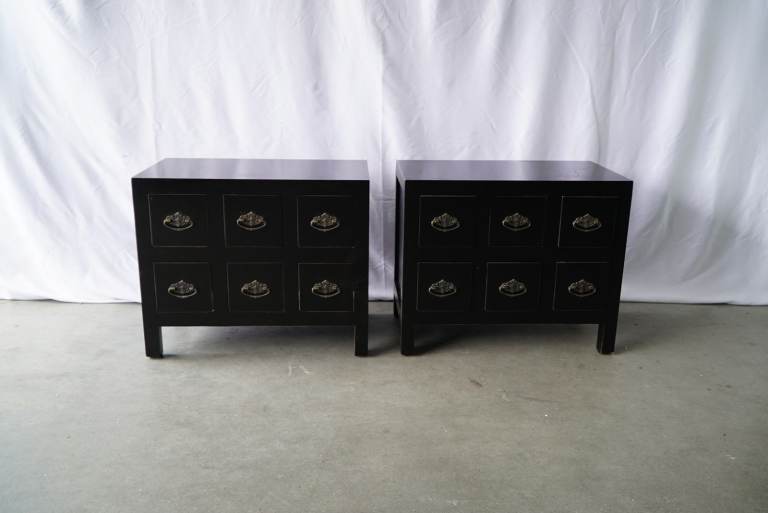 Pair Black Oriental Style Drawers | RRP £389