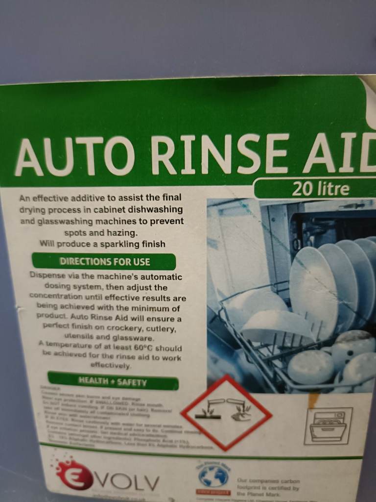 Evolv 20 Litre Auto Rinse Aid For Dishwasher & Glasswasher