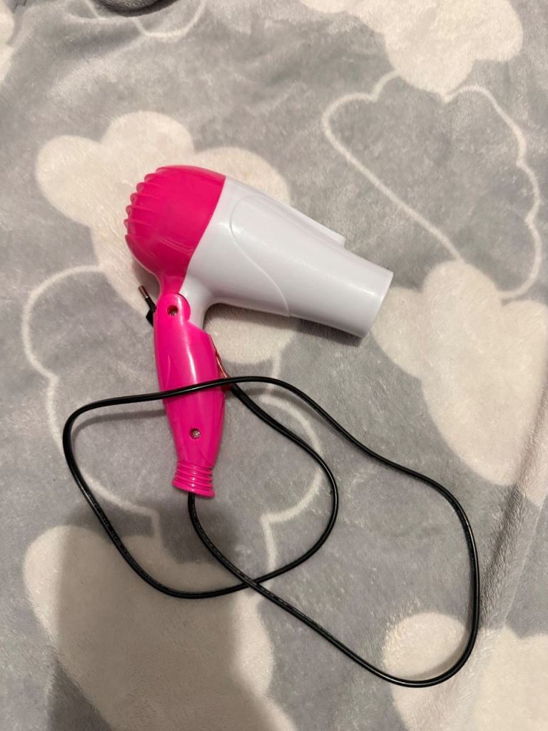 Mini Travel Hair Dryer - Pink and White