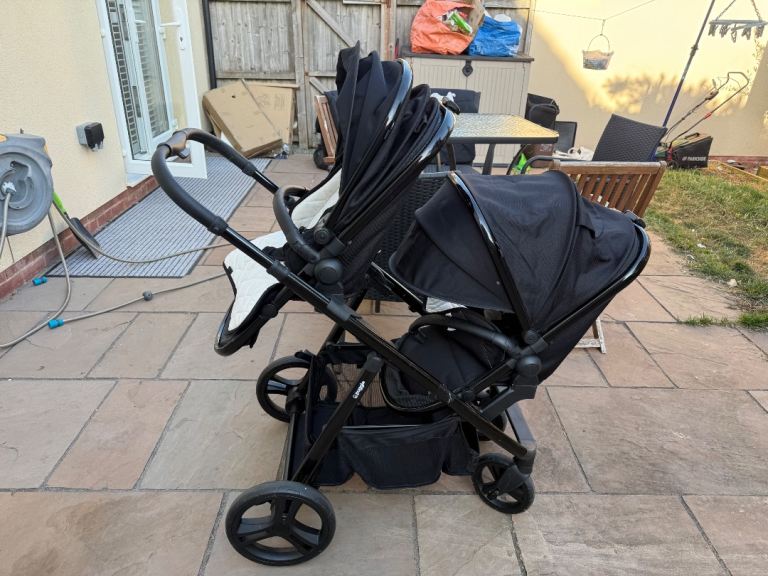 Double / twin pram stroller pushchair multi facing with cosy toes and rain covers