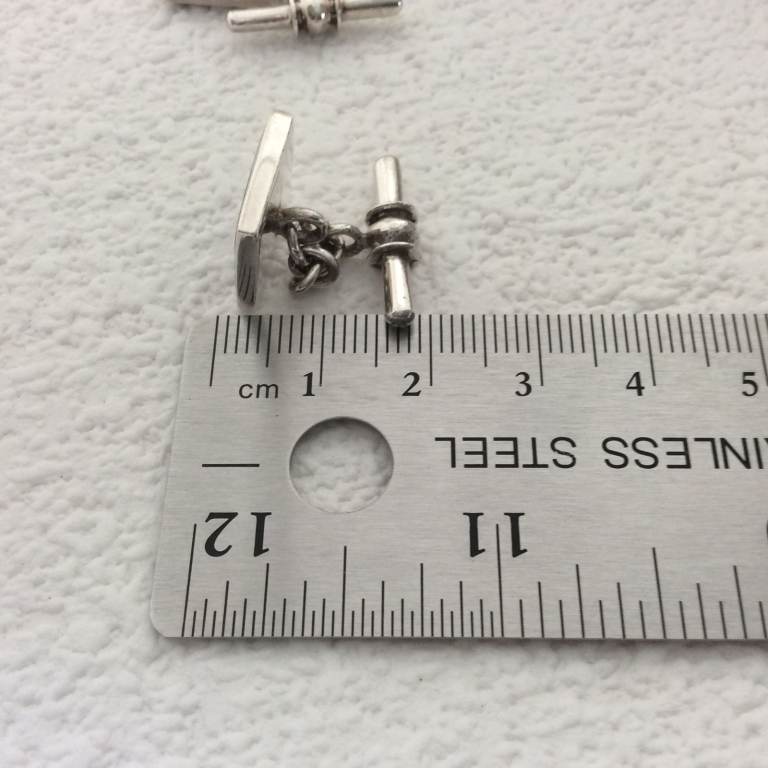 Classic 925 silver onyx square cufflinks - chain link - 13mm/0.5'' - gift box