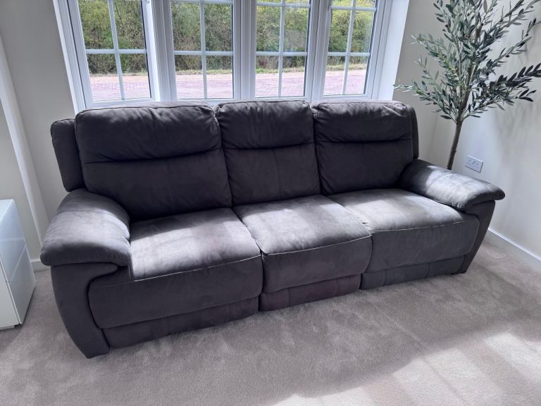 Grey Fabric Recliner Sofa Set - 3-Seater, 2-Seater, and Armchair