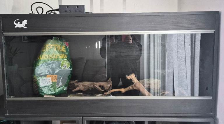 Large grey vivarium with accessories 