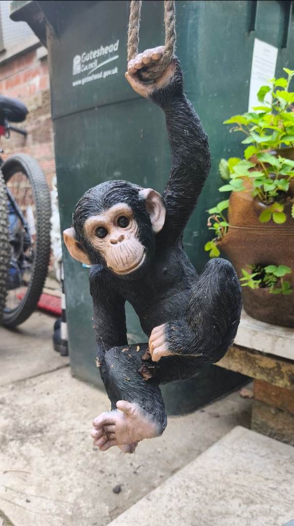 12" outdoor hanging monkey garden decoration
