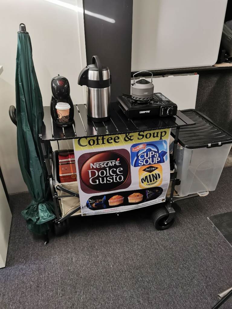 Pull along retail Hot Drinks wagon & Off Grid Solar Power System inc. 12vBattery