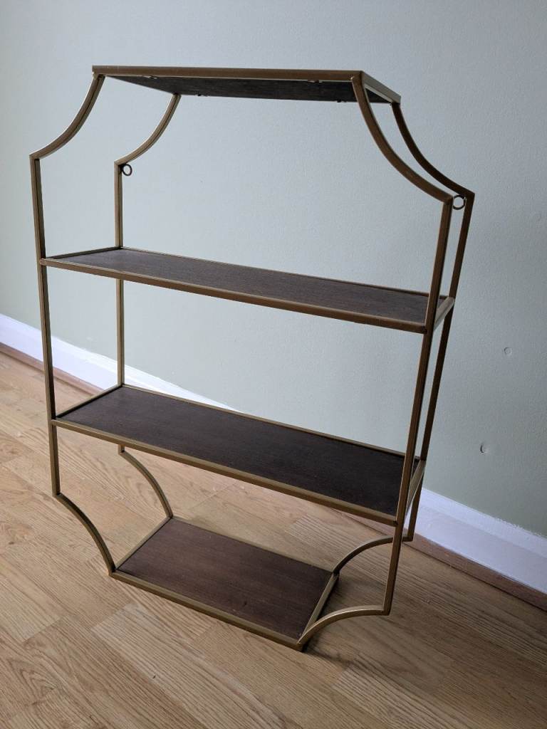 Tk maxx gold and dark wood shelves 