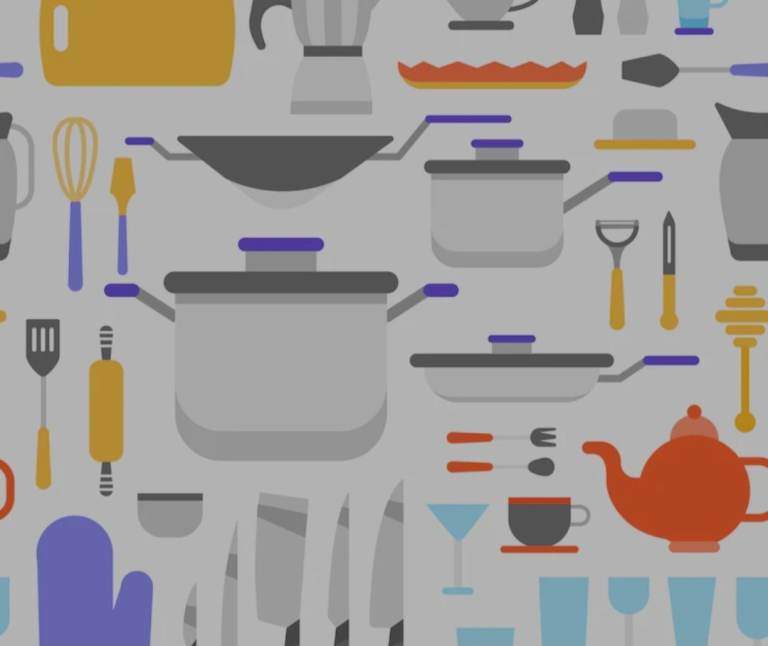 Assorted kitchenware **awaiting collection**