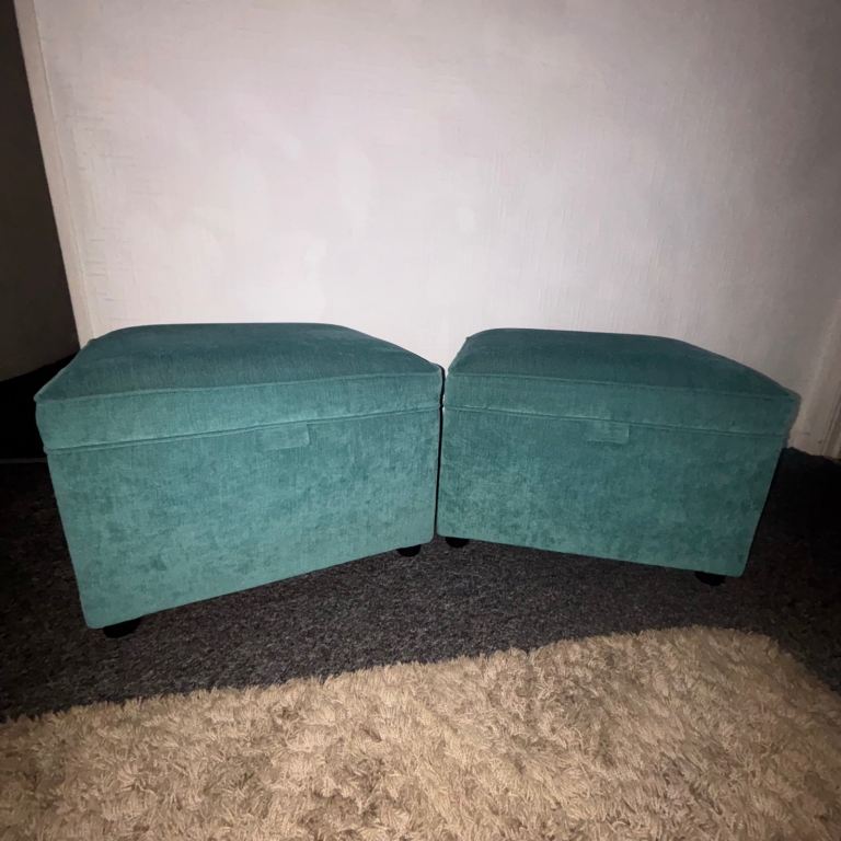 Teal Footstool Set