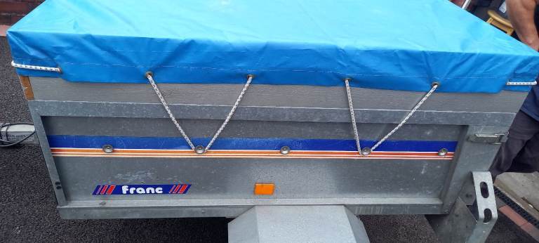 Franc galvanised 3ft x 4ft trailer with bespoke 'cheeky' boards for extra height