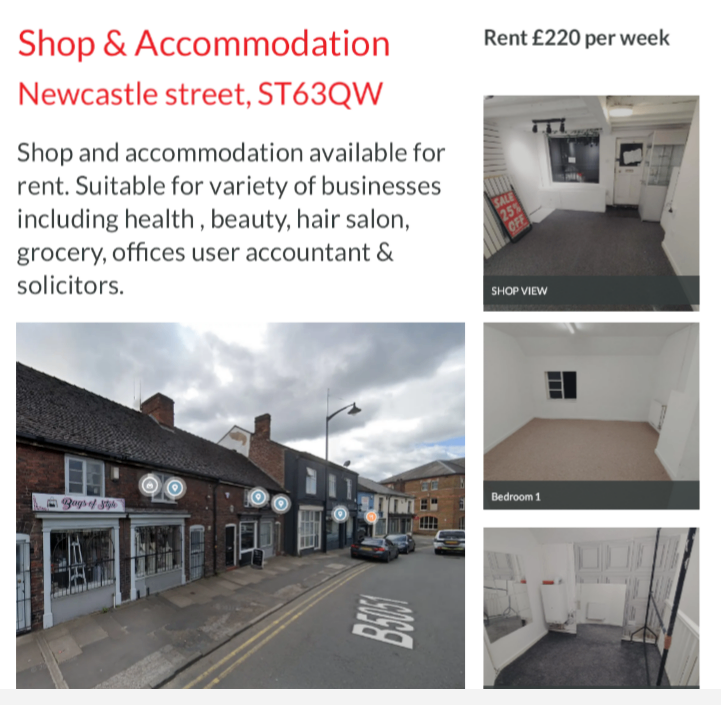 Shop plus accommodation for rent 