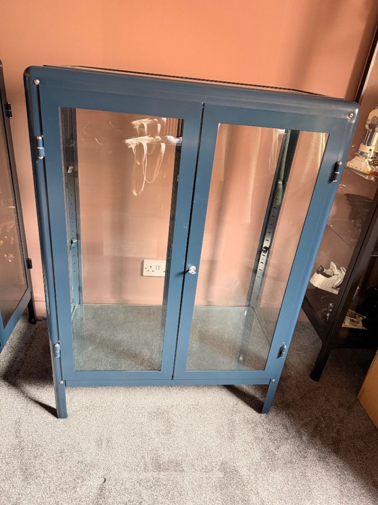 IKEA Fabrikör Glass Display Cabinet – Blue, Good Condition