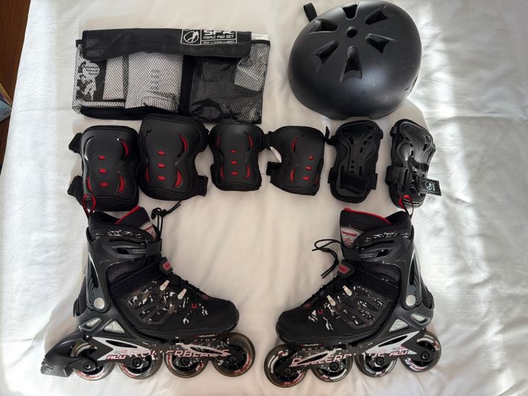 Full Rollerblades Set - Skates, Helmet, and Pads