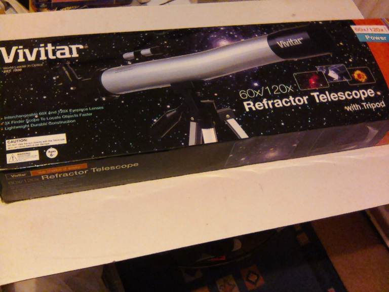 Vivitar 60 x 120 Refractor Telescope with tripod.