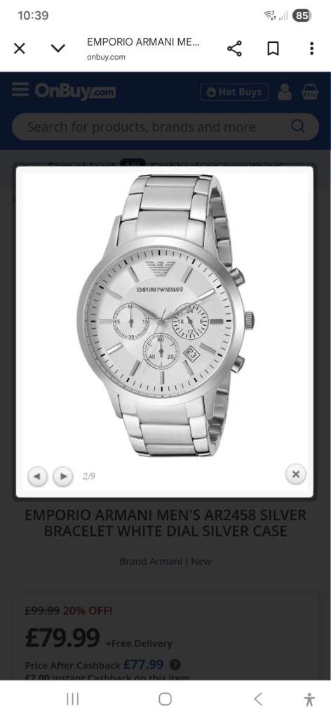 Mens Emporio Armani watch Silver Chronograph AR2458 Brand new