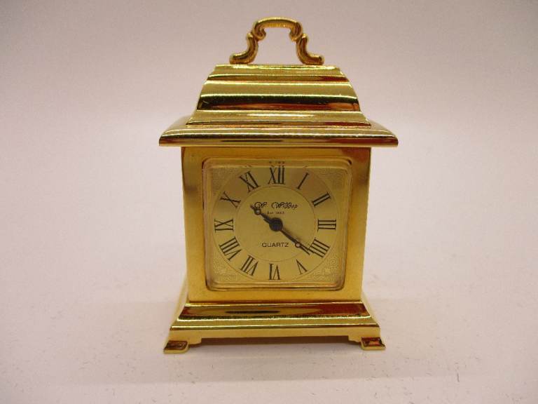 Vintage Wm Widdop Solid Brass Miniature Quartz Carriage Clock