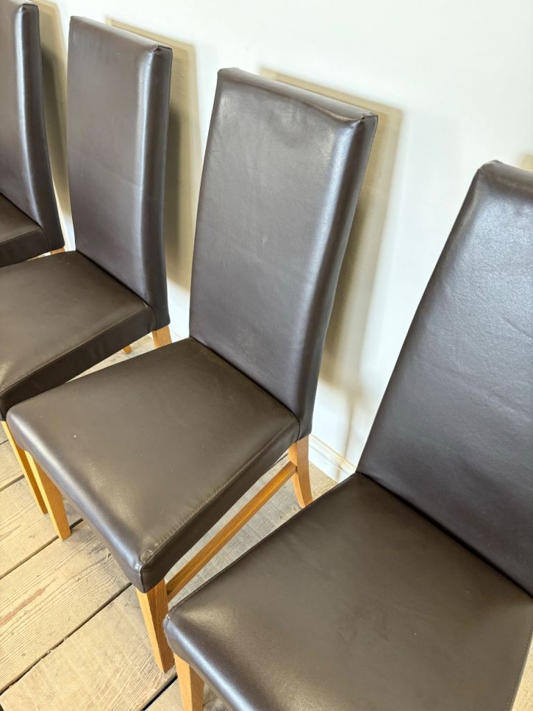 Set Of 5 Leather Dining Chairs 