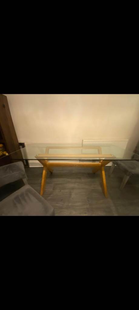 Large glass table and 4 chairs 