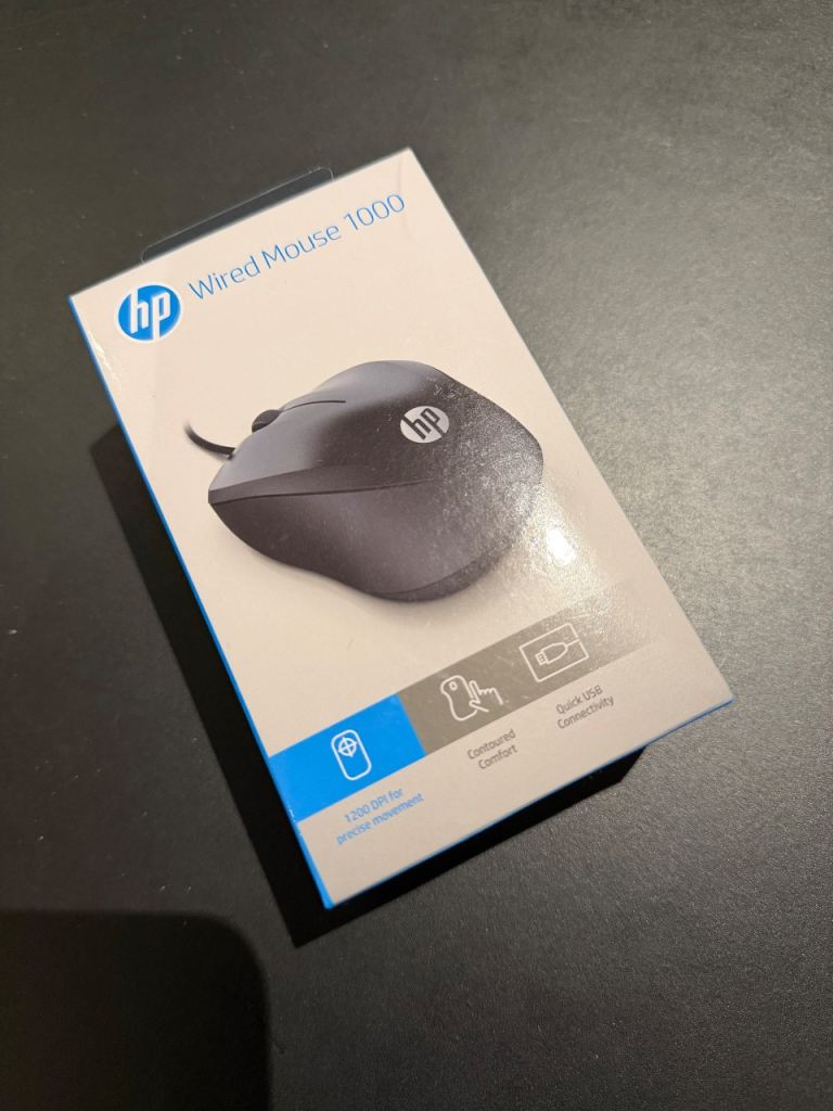 HP Wired Mouse 1000 – Brand New, Black