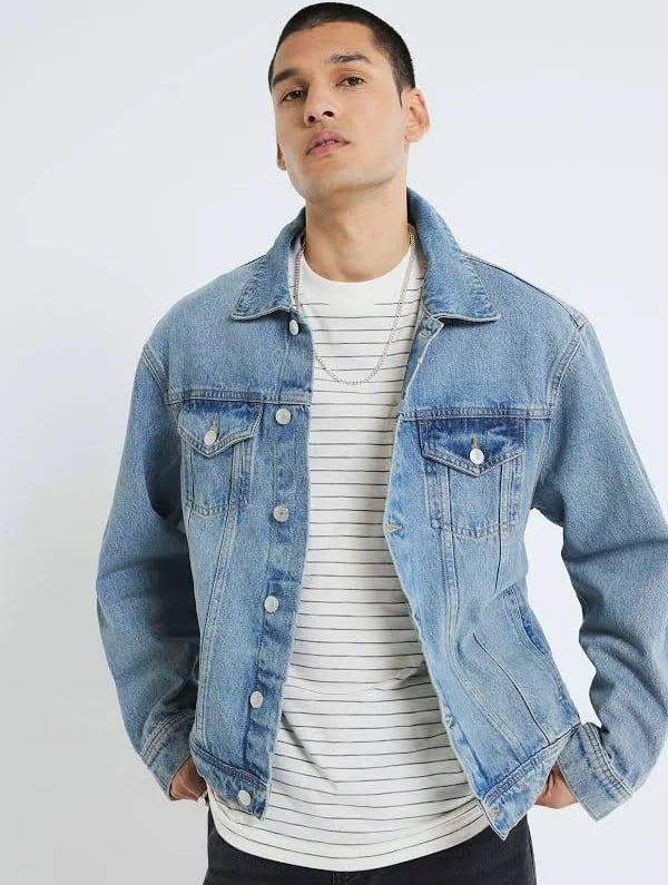 River Island Blue Regular Fit Denim Jacket Medium