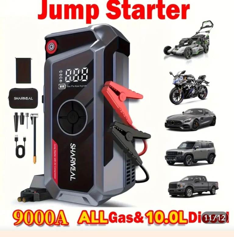 Car emergency jump starter and tyre pressure pump 