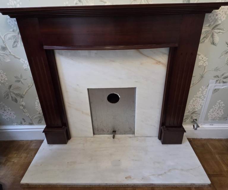 Wooden Fire Surround with Marble Hearth – Good Condition